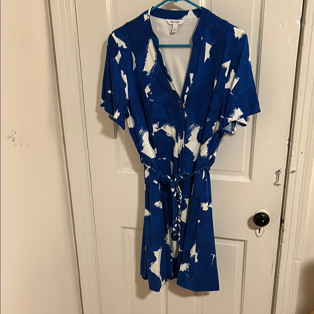 Blue and White Patterned Dress
